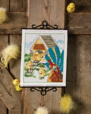 Embroidery Kit Chicken Coop 25 x 30 cm / 9.84 x 11.81 in