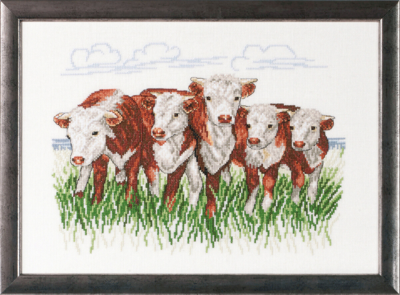 Embroidery Kit Hereford Cows R/5344 41 x 29 cm / 16.14 x 11.42 in