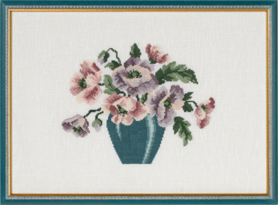 Embroidery Kit Vase with Anemones 38 x 27 cm / 14.96 x 10.63 in