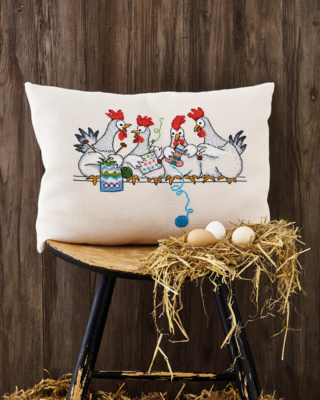 Embroidery Kit Chicken Talk 58 x 40 cm / 22.83 x 15.75 in