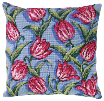 Embroidery Kit Needlepoint cushion tulips 40 x 40 cm / 15.75 x 15.75 in