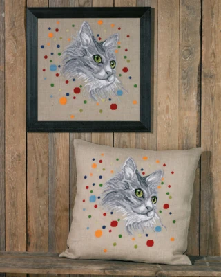 Embroidery Kit The Cat 60 x 60 cm / 24 x 24 in