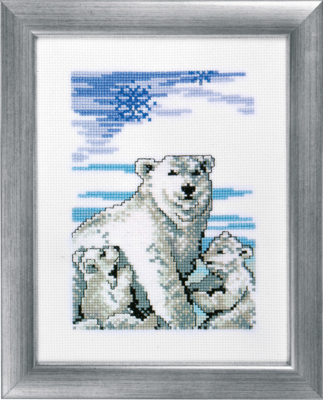 Embroidery Kit Polar Bear with Cubs R5640 17 x 22 cm / 7 x 9 in