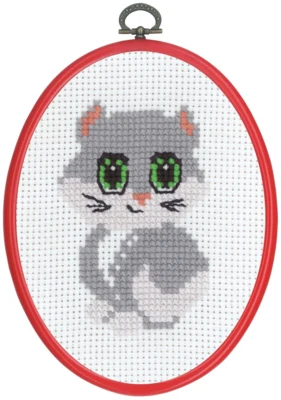 Embroidery Kit MFK Grey Cat M 5959/30 13 x 18 cm / 5 x 7 in