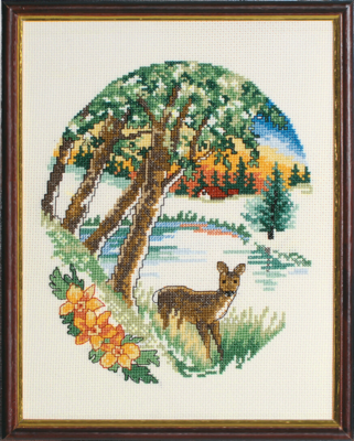Embroidery Kit Roe Deer by Lake 22 x 26 cm / 8.66 x 10.24 in
